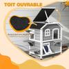 Outdoor Cat House, Wooden Shelter, 2 Stories, Bitumen Roof, 99.5 x 76 x 91 cm, Grey