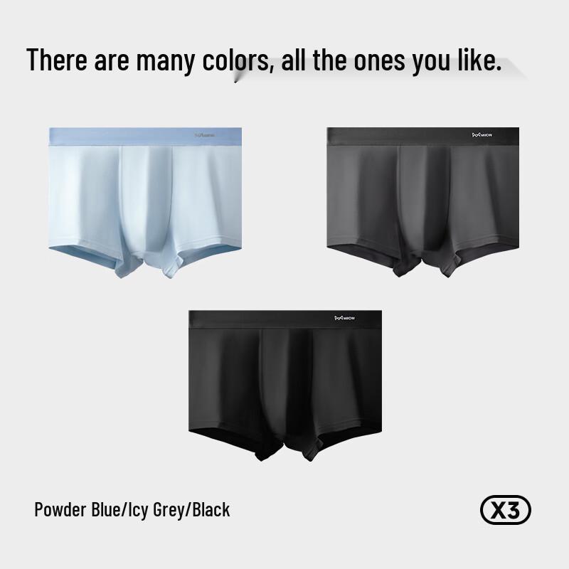 MIIOW Men's 80S Cotton Silk Antibacterial Boxer Briefs 3-Pack