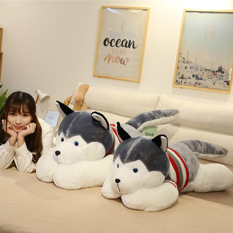 120Cm Sweet Snuggly Huge Husky Soft Buddies Dog Plush Critters Long Cushion Plushie Suitable For Boys Girls Girlfriend Natal Day Present Living