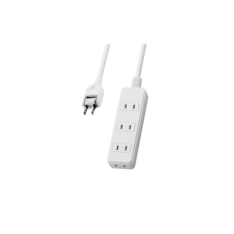 ELECOM Power Strip with Dustproof Shutter, 4 Outlets, 2m, White T-ST02N-2420WH