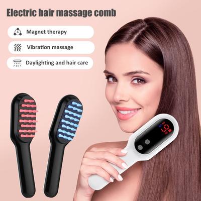 3 Gears Electric Massage Comb Meridian Head Massager Anti-hair Loss Red Light Blue Light Magnetic Therapy Vibration Massage Hair Care Device