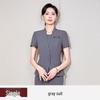 Women's Gray Summer Suit Set: Short-Sleeved Professional Attire for Hotel Front Desk or Jewelry Store