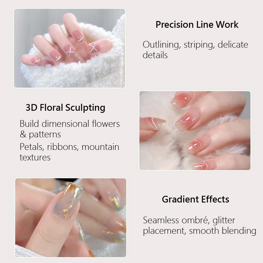 5Pcs Liner Brush Set Acrylic Nail Art Brush, Ultra Fine Tips Pen for Striping Drawing Detailing Manicure Tool