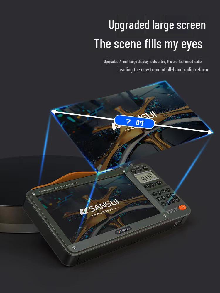 Sansui F51 7" Video Radio: Bluetooth Storytelling & Opera Player for Seniors with Card Slot