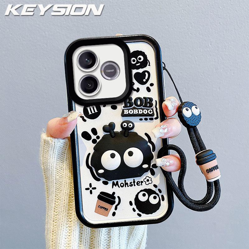 KEYSION Shockproof Case for HONOR 600 Lite 5G with Lanyard Silicone Cute 3D Cartoon Doll Phone Cover for Honor 500 Smart 5G