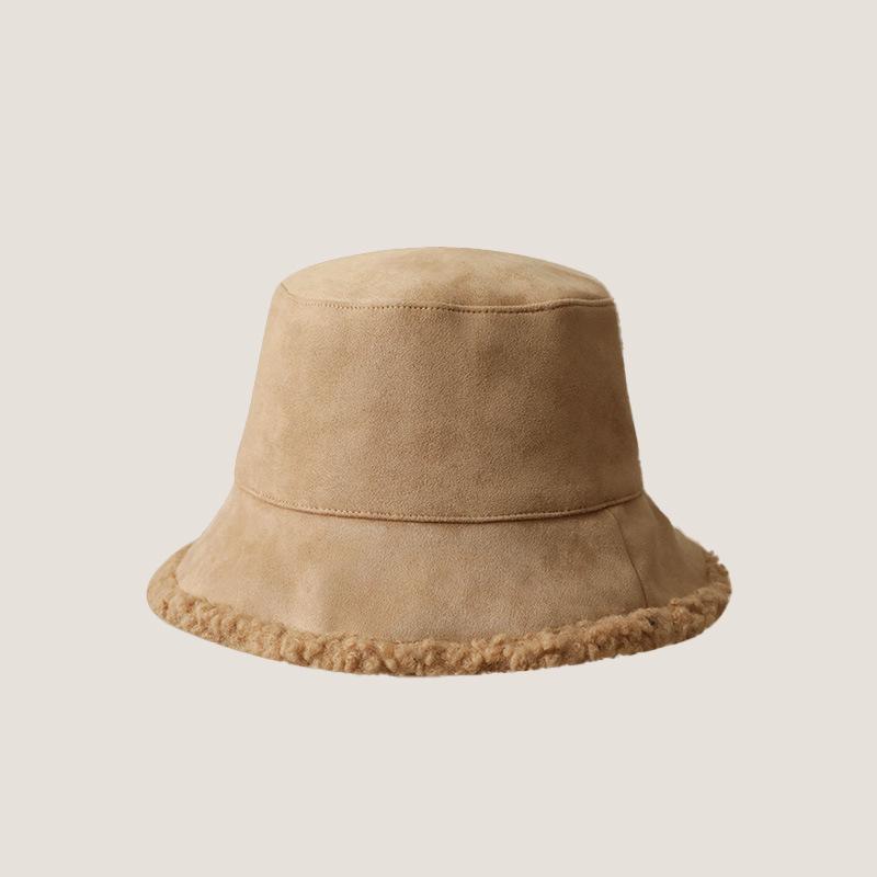 Double sided Lamb Velvet Pot Hat Men Autumn and Winter New Hat Women Korean Corduroy Fisherman Hat Warmth Thickened Bucket