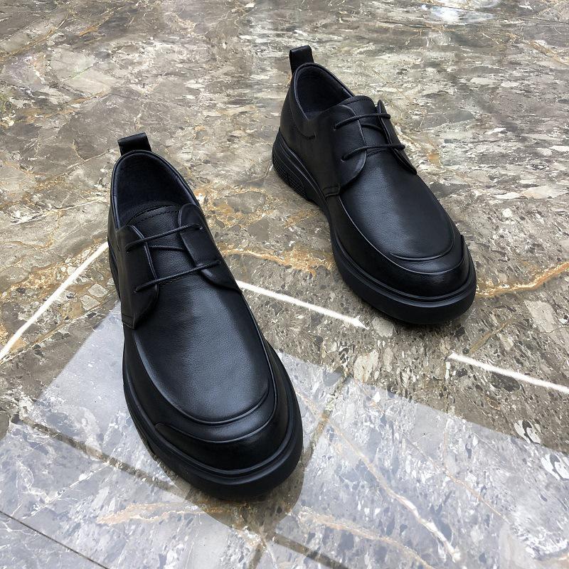 2025 New Genuine Leather Men's Black Business Casual Versatile Shoes with Breathable Soft Sole
