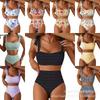 2-piece Polka Dot Print Slit High Waist Sexy Swimsuit Split Bikini Suit Beach