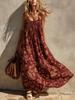 European and American new elegant floral chiffon suspender sleeveless long dress loose temperament holiday dress