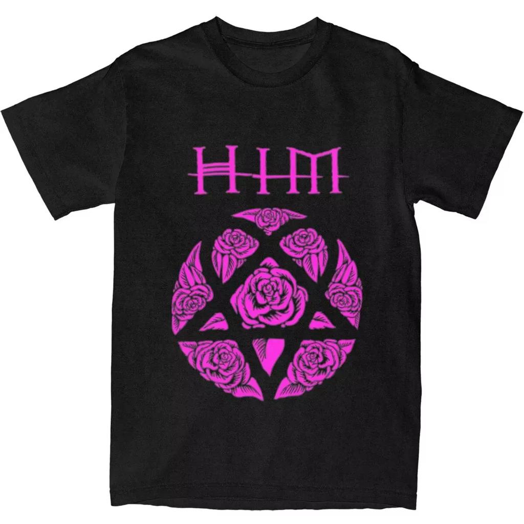 Him Band Ville Valo Heartagram Love Metal T-Shirt Summer Streetwear T-Shirts Trending Tshirt for Women Short-Sleeved Tees