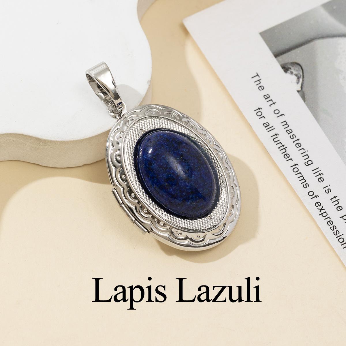 

1 шт., овальный кулон из натурального камня, подвески из малахита и лазурита в стиле бохо для женщин и мужчин, подвесные украшения для ожерелья, изготовление ювелирных изделий 1Pc/30×24mm синий