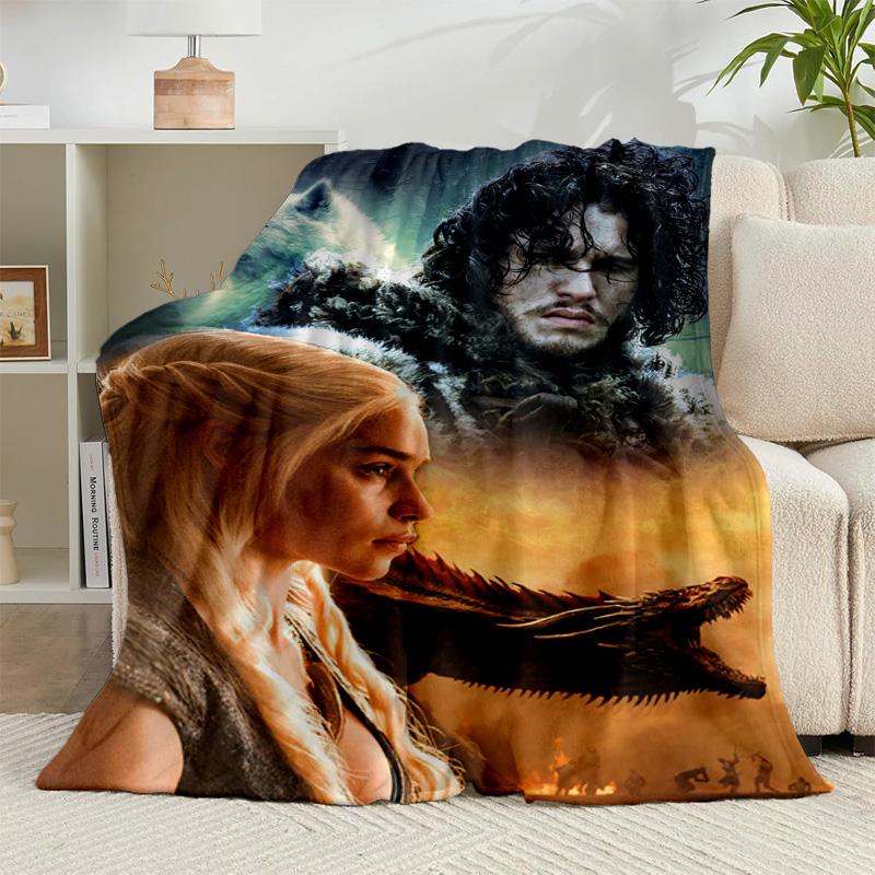 1PC Game Of dragon Fantasy Flannel Blanket Gift, Suitable for Both Men And Women, Soft Ideal for Beds And Sofa, Birthday Or Christmas Gift