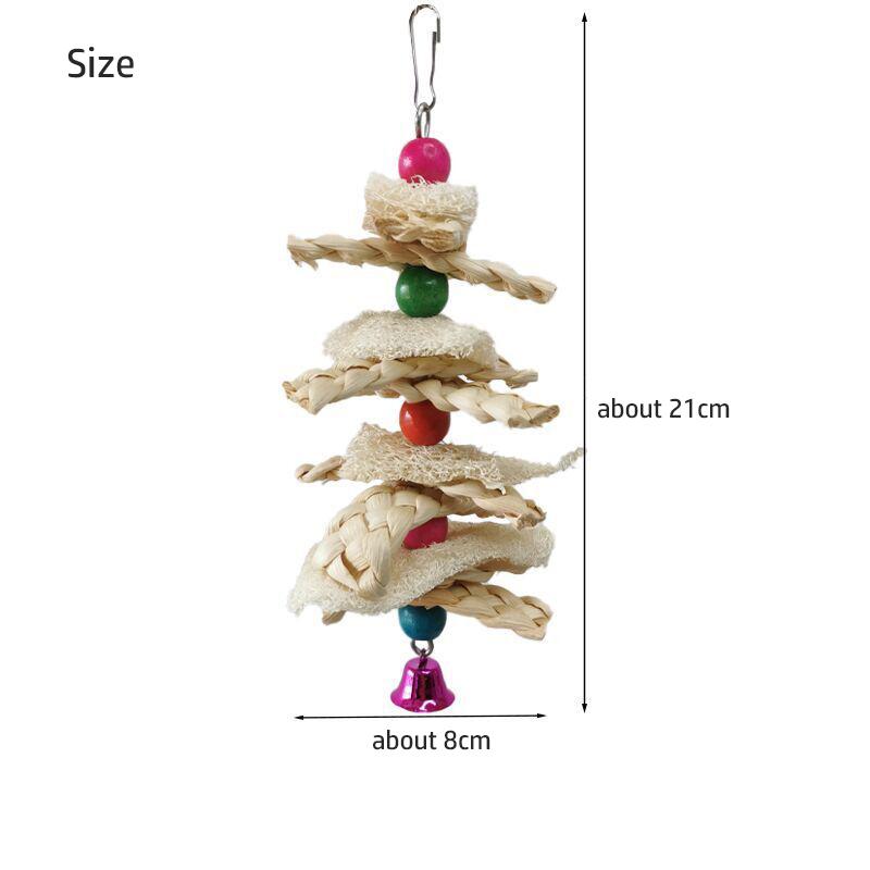 Natural Parrot Bird Toy Natural Cuttlefish Bone Vine Ball Luffa Corn Husk tooth Grinding Cage Hanging Supplies Bird Accessories