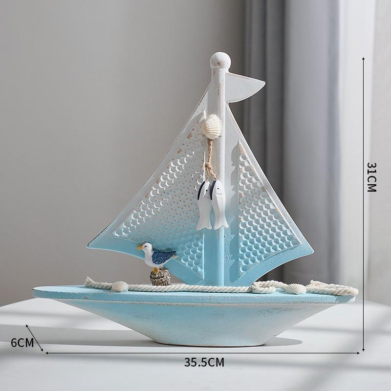 Porzellan Segelschiff Modell im mediterranen Stil - Kreative Holz Heimdeko Ornamente