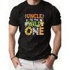 European Sizes Men'S Black 'Uncle of The Wild One' Animal Print T-Shirt Showcases a Playful And Adventurous Style That Embodies Uncle'S Energy