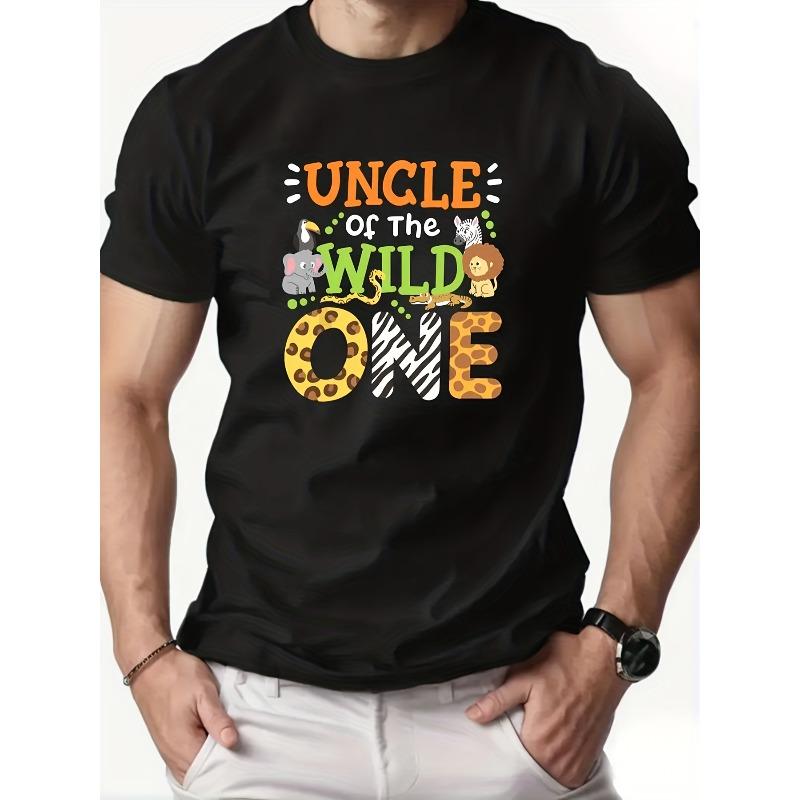 

European sizes Men S Black Uncle of The Wild One Animal Print T-Shirt Showcases a Playful And Adventurous Style That Embodies Uncle S Energy 4XL чорний