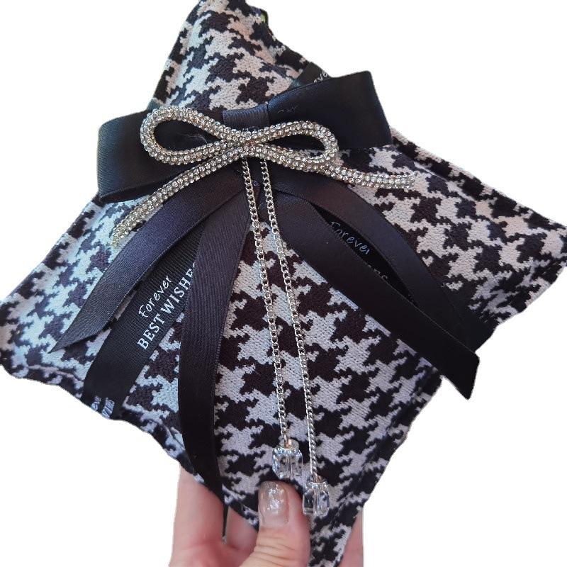 Houndstooth Bowknot Bamboo Charcoal Air Freshener Bag For Car And Home