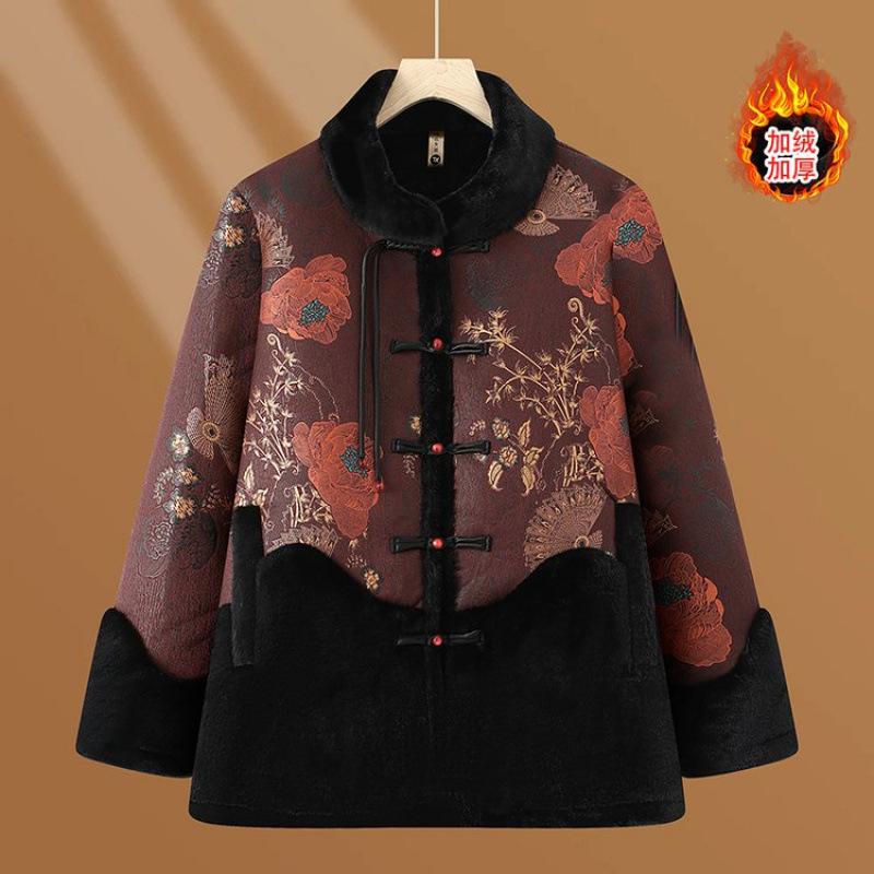 Winter woolen coat fur integrated top year old 0 old lady thick clothes