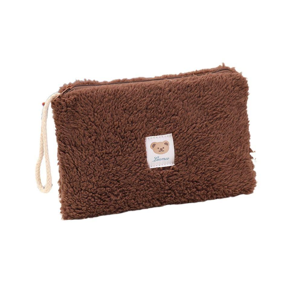 

Большая вместительная косметичка для хранения плюшевый пенал канцелярская коробка косметичка женская женская для девочек кофейный