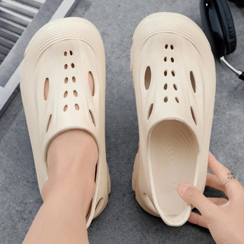 Outdoor Closed Toe with Platform Hole Shoes for Men Beach Big Size New Luxury H Non-slip Buy Breathable 2025 Man Sandals