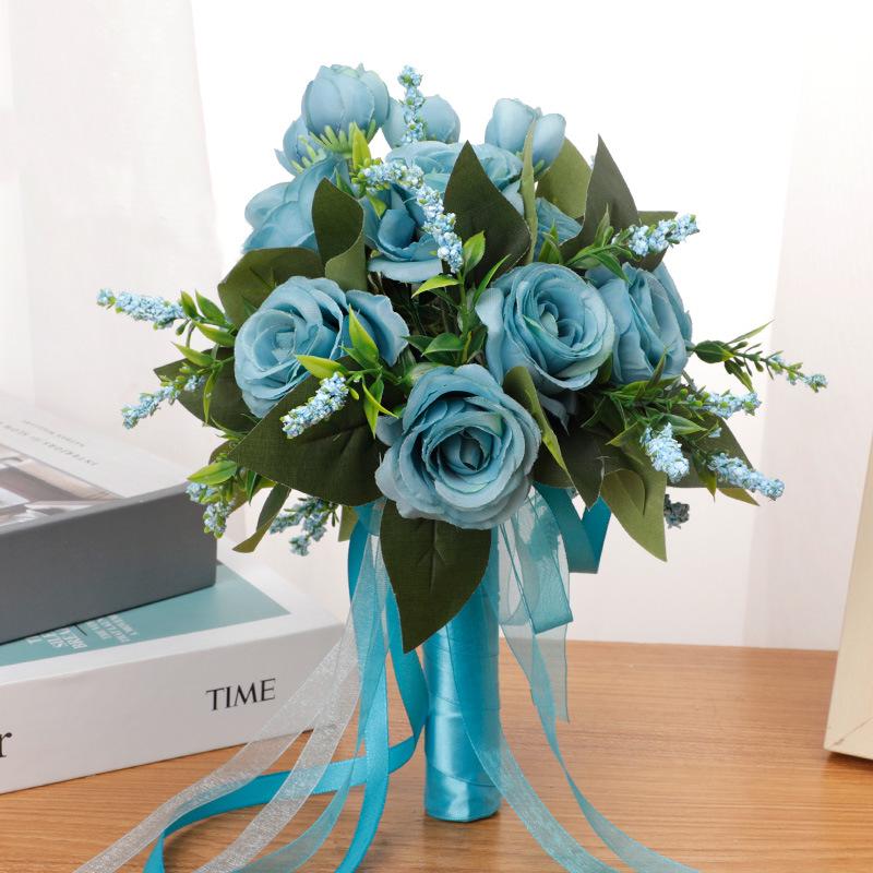 Silk Rose Flower Bouquet for Outdoor Wedding Dress Photography Props - Bridal Bouquet