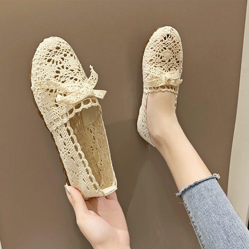 Women Shoes Fisherman Shoes Woman Mesh Breathable Flat Soft Bottom Women Peas Shoes Womans Shoes Flats Shoes 40 бежевый 1450₽
