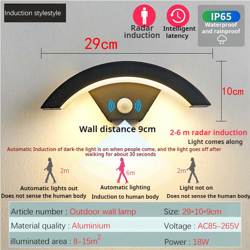 

Minimalist Fan-shaped LED Outdoor Waterproof Human Sensing Wall Lamp for Bedroom Living Room Balcony Corridor Wall Lamp Lighting warm light