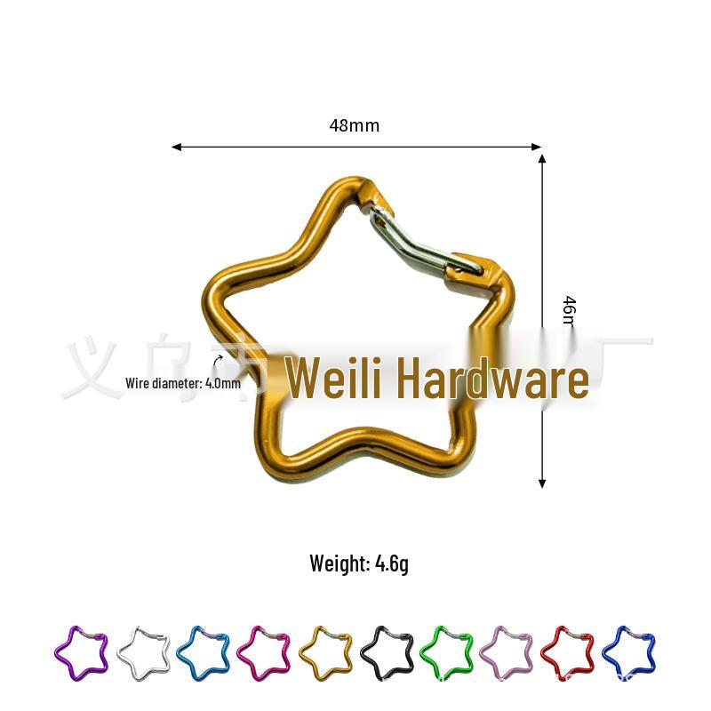 Colorful Aluminum Pentagon Carabiner Hook for Bags, Jewelry & Clothing Accessories with Star Quick-Release Buckle