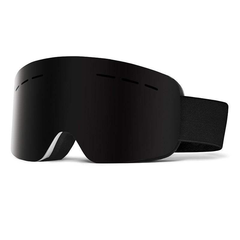 Customizable Dual-Layer Anti-Fog Ski Goggles With Prescription Lens Slot Men Women Snowboarding Mountaineering Black