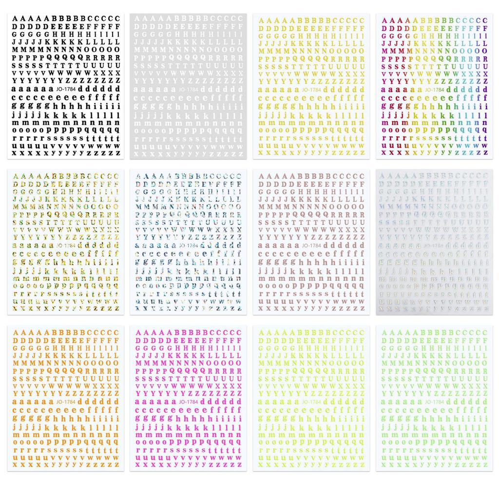 Gold & Rainbow Fluorescent Letter Nail Art Stickers