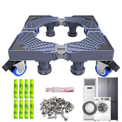 Washing Machine Stand Adjustable & Stable Refrigerator Stand Washer Parts & Accessories Shock Absorbing Pads Wheels Flat Cart