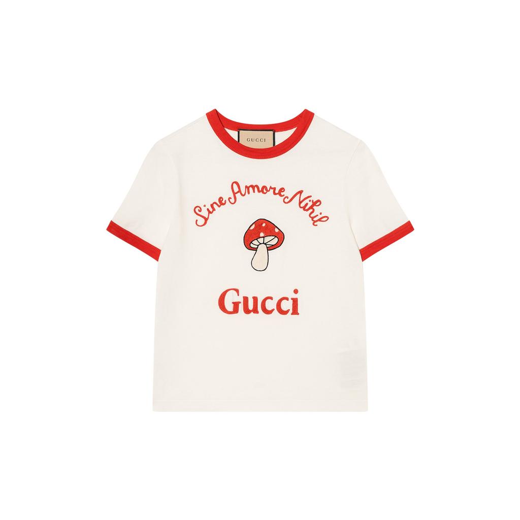 Gucci T Shirts Women's Ecru Crew Neck Moderate 723566-XJFT2-9088