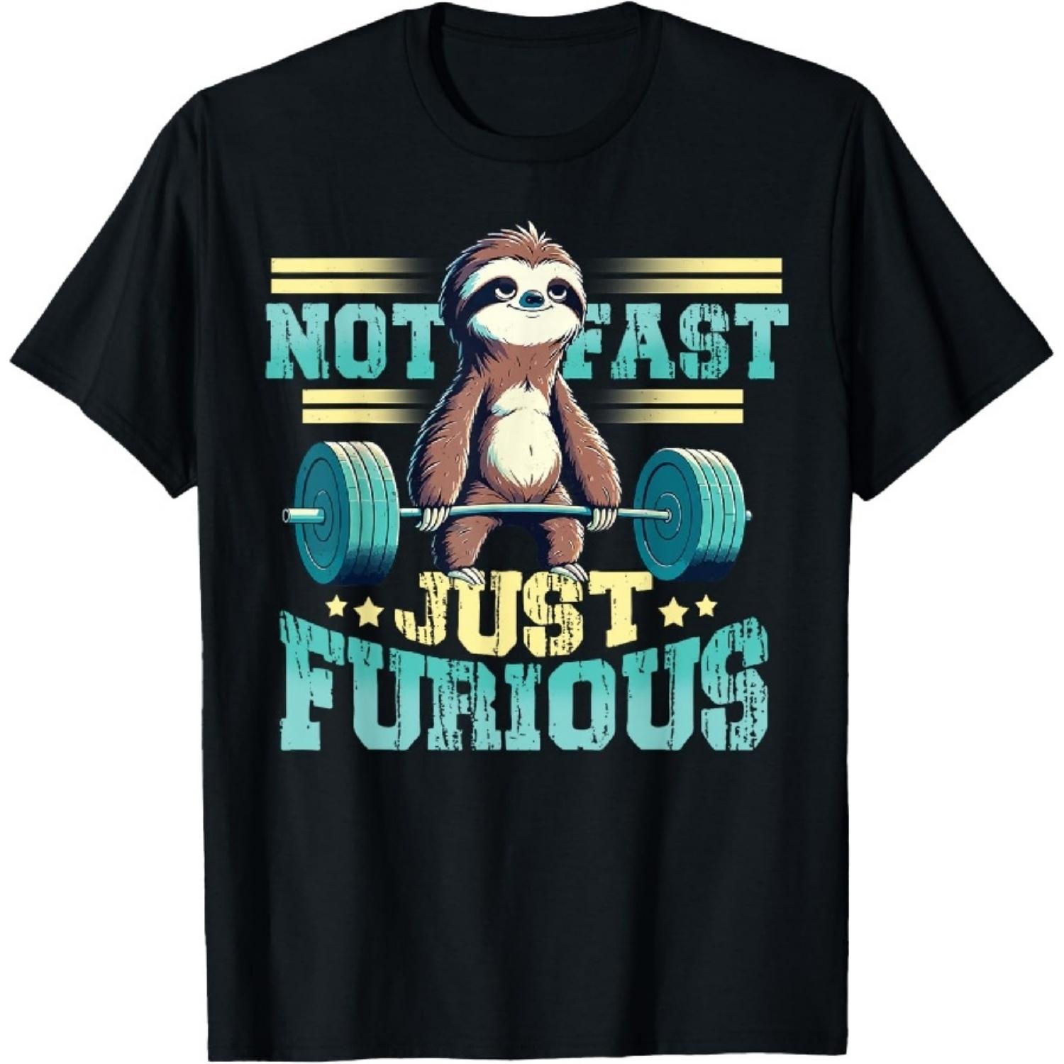 Not Fast Just Furious Shirt Bodybuilding Weightlifting Sloth T-Shirt XXXXXL чёрный