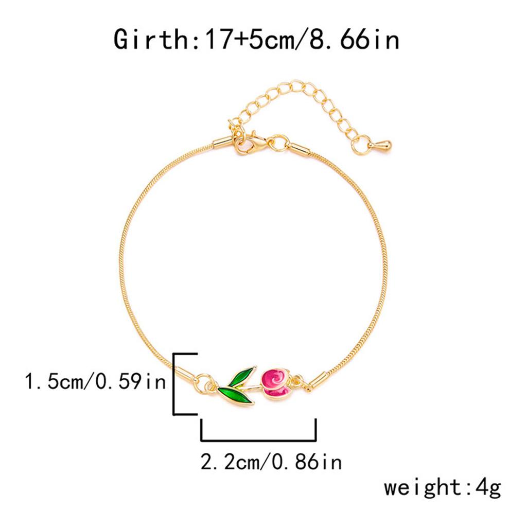 Koreanische Leichte Luxus Tulpenblumen Armbänder Für Frauen Elegante Bunte Emaille Florale Handgelenkketten Armband Hochzeit Party Schmuck