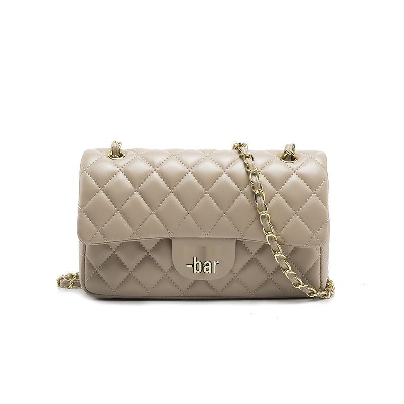 2023 Summer Women's Diamond Pattern Chain Shoulder Bag - Small, Chic, Solid Color