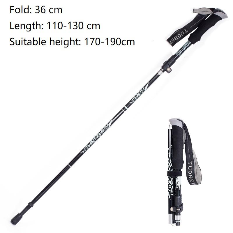 Ultralight Folding Trekking Pole Aluminum Alloy Anti Shock Alpenstock Snow Walking Stick Outdoor Climbing Hiking Stick