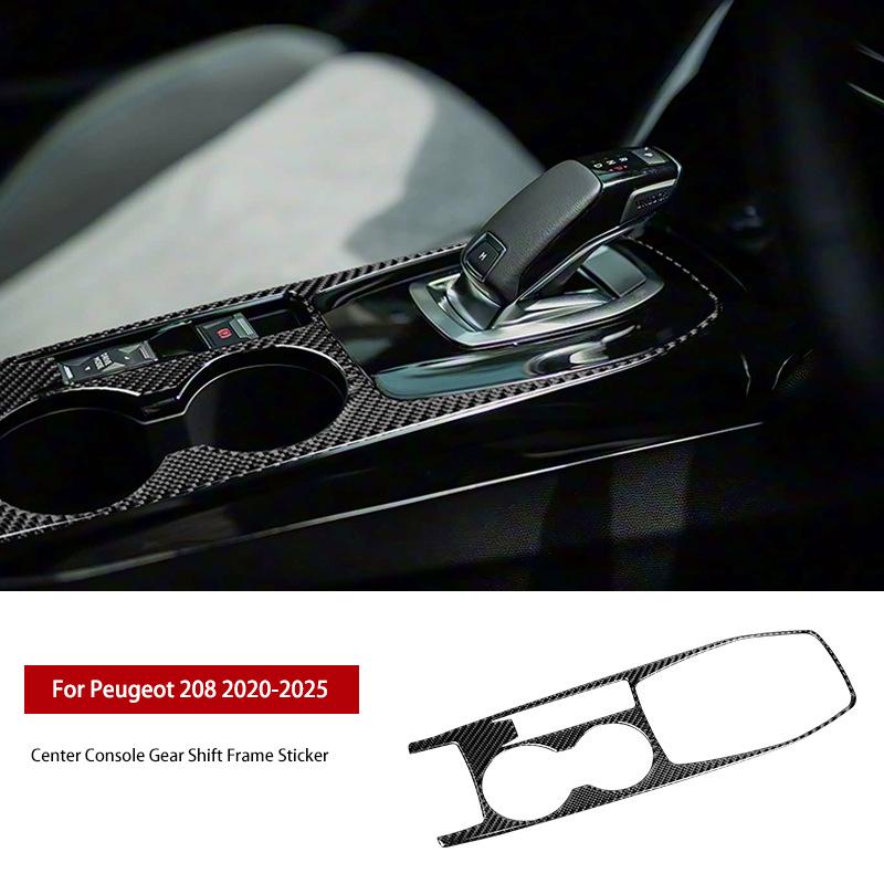 For Peugeot 208 2020 2021 2022 2023 2024 2025 Solf Carbon Fiber Center Console Gear Shift Frame Window Switch Trim Cover Sticker