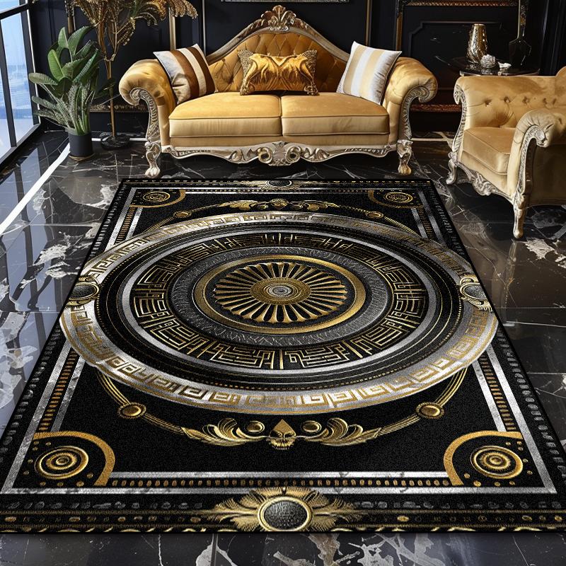 

Европейские Роскошные Моющиеся Черные Ковры Большой Площади Мраморная Отделка Домашний Диван Гостиная Ковер Спальня Нескользящие Плюшевые Напольные Коврики 60*90cm