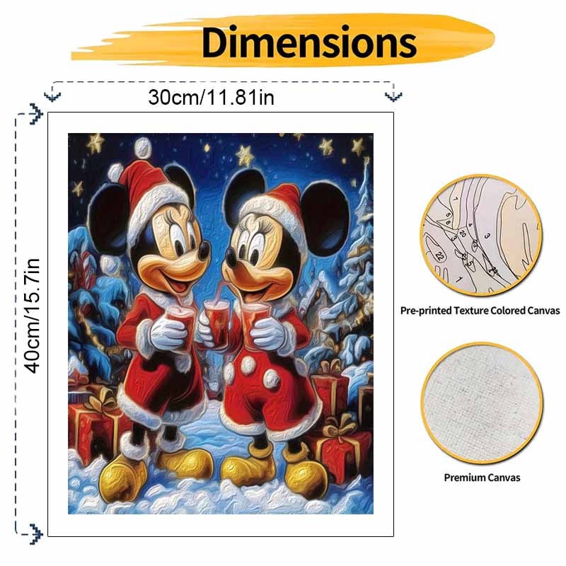 Disney Christmas Mickey Minnie Oil Painting Kit Home Bedroom Wall Decor Handmade Gift Art Crafts Holiday Festive Painting Supplies