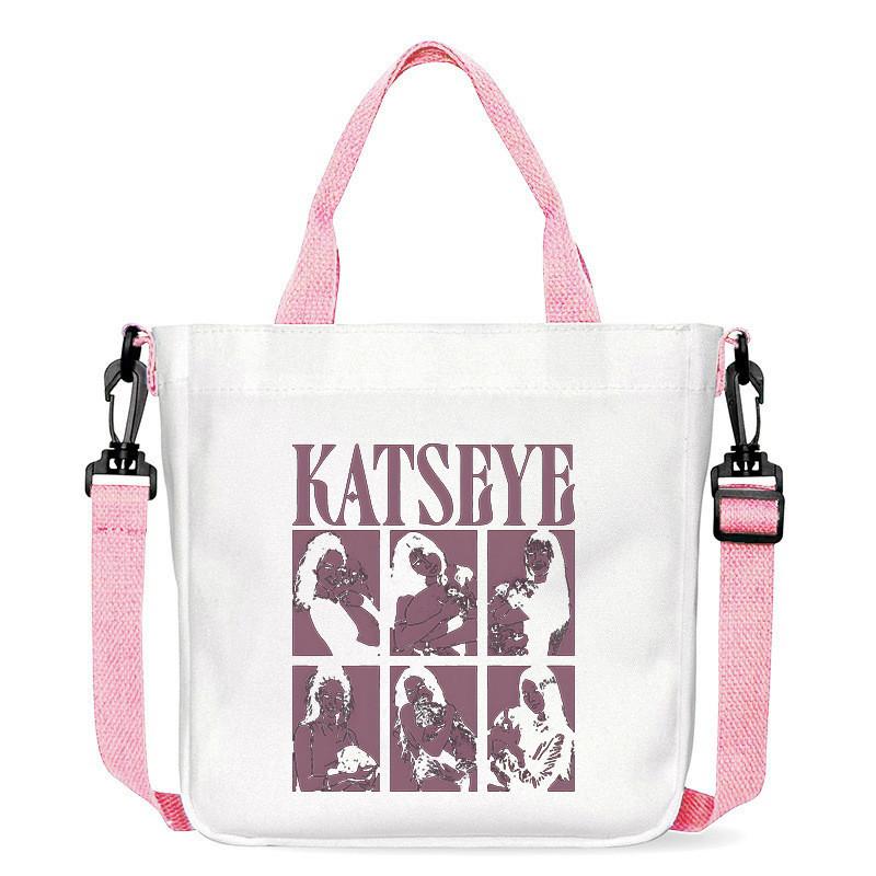 Korea Pop Star KATSEYE Printed Crossbody Bag Casual Canvas Shoulder Bags 23 x 23 x 5CM