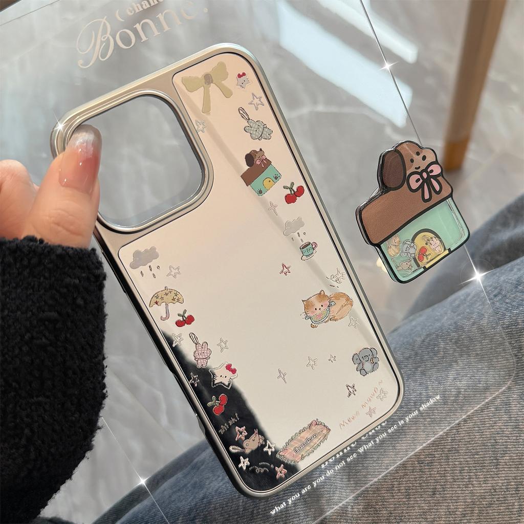 Korean Ins Plating Mirror Suitable for 16 Apple 15pro Max Mobile Phone Case Iphone14 Puppy Shaking
