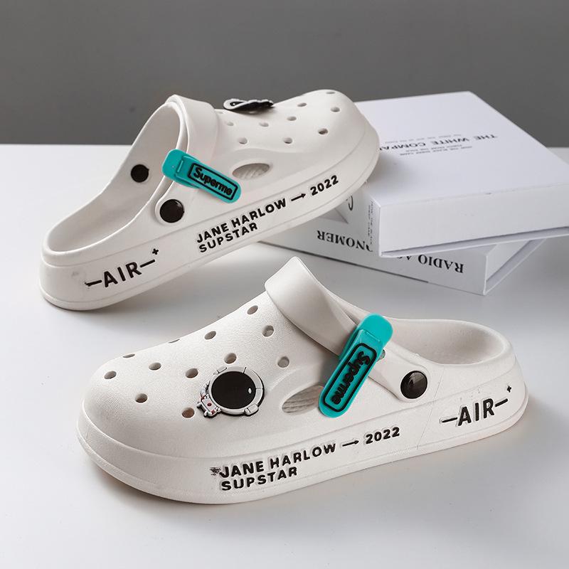 Papuci de plajă pentru bărbați 2025 cu talpă groasă, cu degete închise, antiderapați