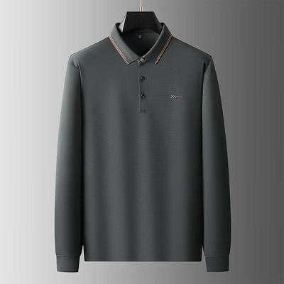 DIBINZE Men's Plus Size Spring/Autumn Long Sleeve Casual Polo Shirt