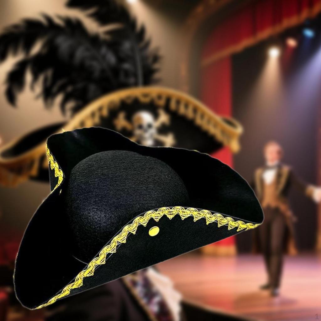 Pirate Cap Buccaneer Tricorn Hat for Masquerade Theme Party Carnival Festival