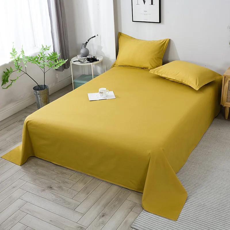 1pcs 100% Cotton Bed Sheet Pink Soild Color Top King Double Sheets Pure Cotton Single Size Kids Bed Linen (No Pillowcase)