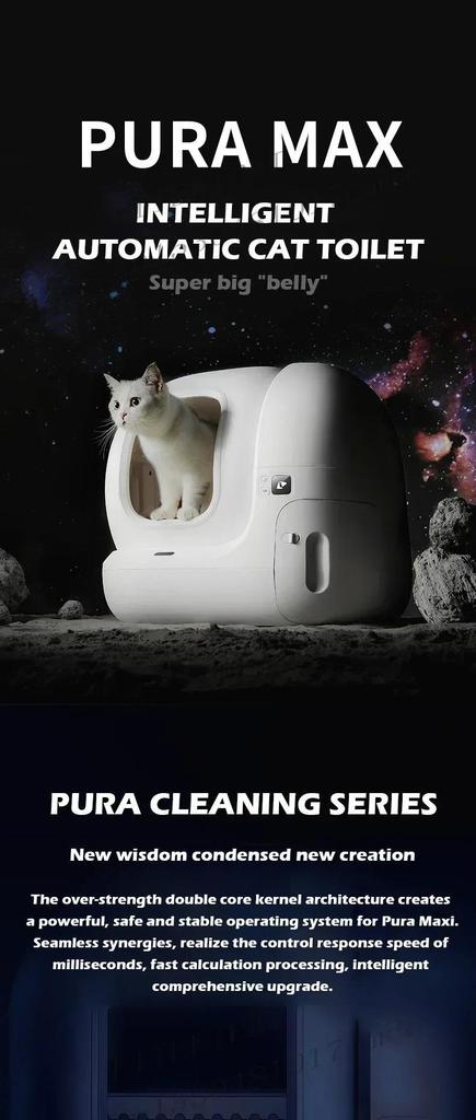New MAX-2 Self-cleaning Cat Litter Toilet, Sand Proof and Leak Proof Enclosed Cat Toilet, Intelligent Remote Control