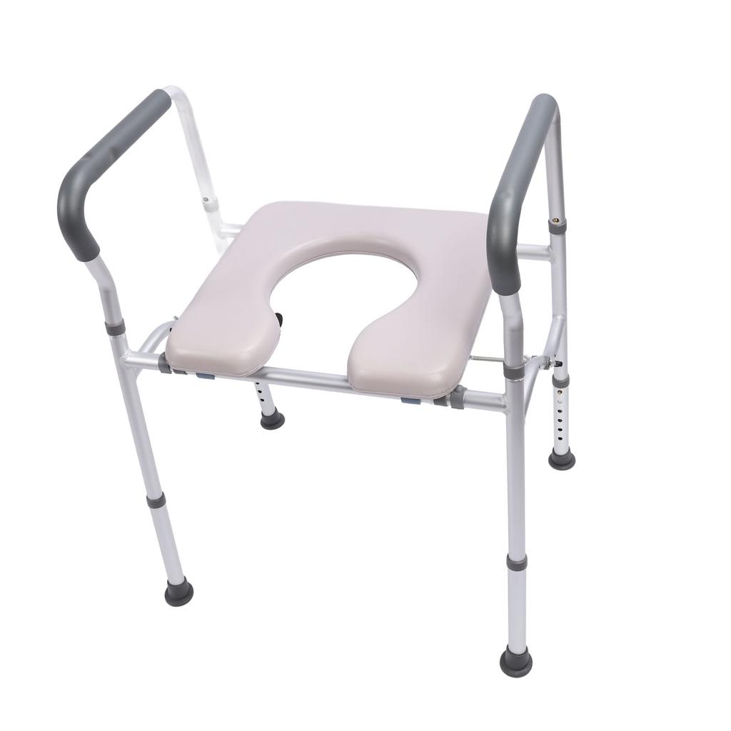 Raised Toilet Seat with Handle Anti Slip Adjustable Simple Sturdy Elderly Toilet Seat Riser for