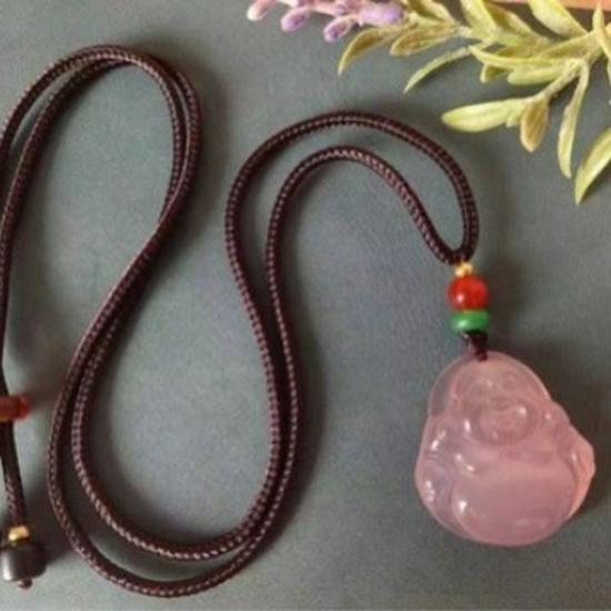 Agate Chalcedony Maitreya Buddha Pendant Necklace for Women - Multi-color Optional
