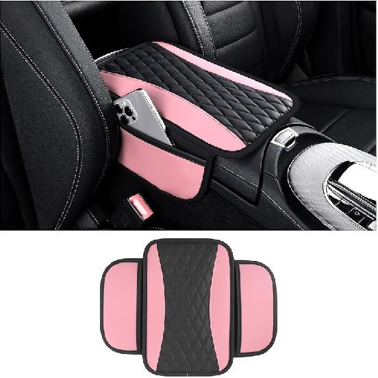Leather Car Center Console Cover With Side Pockets,Stylish Car Decorations Interior Armrest Cover For Car Seat Organizer,Universal Center Console