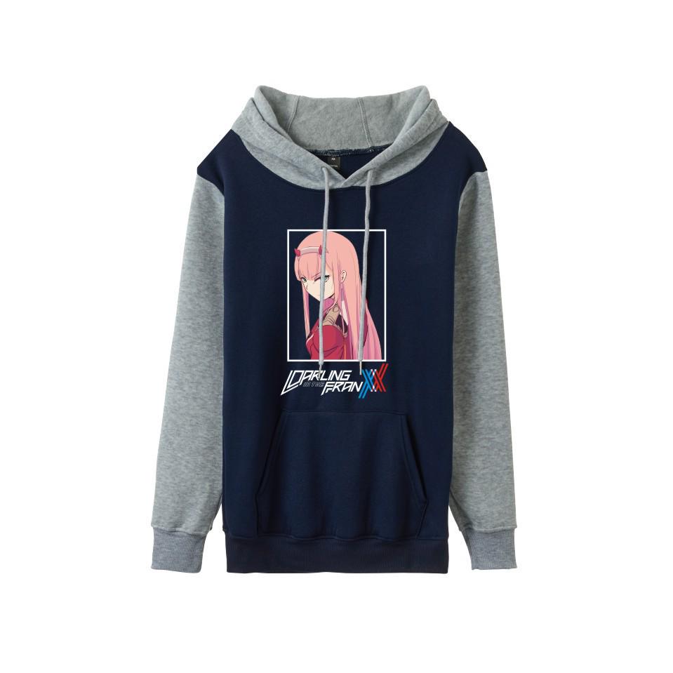 Zero Two Darling in the Franxx Colorblock Hoodie - Herbst/Winter Lässiger Anime Pullover